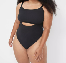 Lane Bryant Cacique Rib Keyhole High Leg Thong Bodysuit Black Plus Sz 22/24 Nwt - $48.02