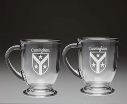 Cunningham Irish Coat of Arms Glass Coffee Mugs - Set of 2 - £26.89 GBP