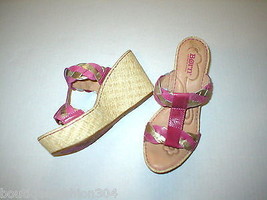 New Womens 9 Born Sandals Shoes Wedge Pink Comfort Gold Tan Braid Barstow Metall - £91.56 GBP