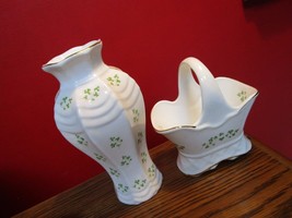 Tara Pottery Ireland VASE and Basket Shamrock Pattern [*85] - $104.85