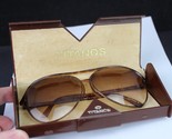 Vintage sunglasses with case TITANOS 1980&#39;s 1970&#39;s AVIATOR oversized amb... - $34.99