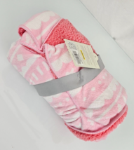 Cloud Island Baby Girl Pink White Blanket Heart Diamond Scallop Fair Isle Sherpa - £21.42 GBP