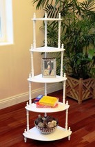 White Wooden 5 Tier Shelf Corner Stand Bookcase Curio Trinkets Plants Accent - £114.86 GBP