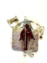 Home For ALL The Holidays Glass Cat with Gift Box Ornament 2 inches - £11.90 GBP