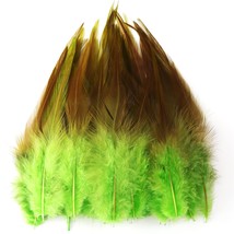 200Pcs 5-7 Inches Fruit Green Saddle Hackle Rooster Feather For Crafts N... - £14.08 GBP