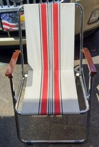 2 Vintage Elite Chrome Chair A&amp;E Systems Airstream Fold Up Lawn Leisure Red - £223.27 GBP