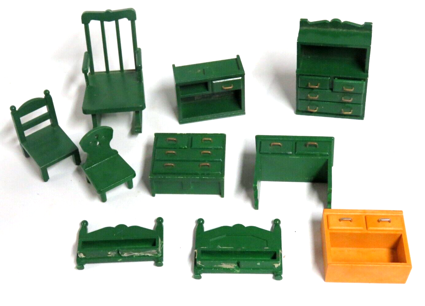 1985 Epoch Dollhouse Bedroom Dressers  Nursery Furniture Lot Green Furniture - $14.80