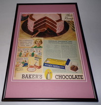 1938 Baker&#39;s Chocolate Framed 12x18 ORIGINAL Vintage Advertising Poster - £46.60 GBP