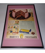 1938 Baker&#39;s Chocolate Framed 12x18 ORIGINAL Vintage Advertising Poster - $59.39