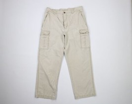 Vintage LL Bean Mens 34x28 Distressed Stonewashed Cargo Pants Trousers Beige - £35.00 GBP