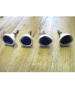 4 DRAWER PULLS BLUE &amp; GOLD MID-CENTURY VINTAGE STYLE  CERAMIC BIN DRESSE... - €12,14 EUR