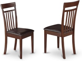 East West Furniture Capri Dining Chairs - Faux Leather Seat And Mahogany - £136.80 GBP