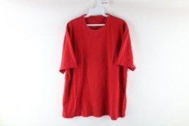 Vintage Lands End Mens Size Large Thrashed Blank Short Sleeve T-Shirt Red Cotton - £19.43 GBP