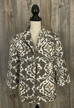 Painted Pony Blazer/Cardigan Jacket Medium Cotton Brown/Ivory Floral Car... - £15.57 GBP