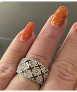 Sparkling Ladies Wide Band Silver Tone Crystal Rhinestone Ring Size 9.25 - €9,69 EUR