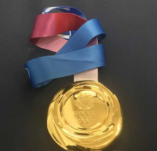  Tokyo 2020 Olympic &#39;Gold&#39; Medal with the Silk Logo Ribbons &amp; Display St... - £39.17 GBP