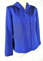 Victor Costa womens Medium L/S blue HIDDEN buttons fully lined jacket (B... - $10.68