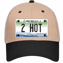 2 Hot Michigan Novelty Khaki Mesh License Plate Hat - £23.31 GBP