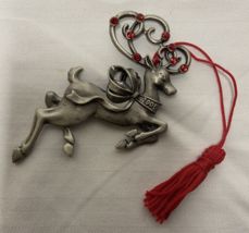 Avon Pewter Christmas Reindeer with Red Rhinestones Ornament 2006 - £14.53 GBP