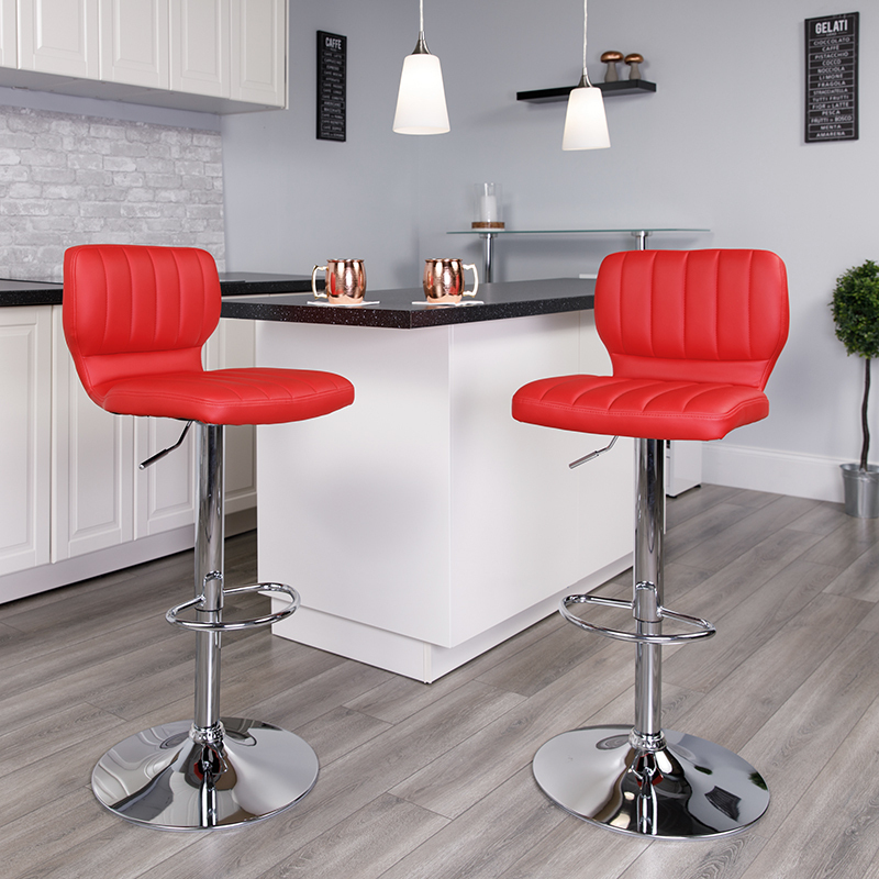 Red Vinyl Barstool CH-132330-RED-GG