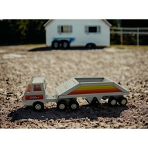 Tiny Tonka Bottom Dump Truck White Orange Red Yellow Stripes 55010 Vintage HTF - $46.74