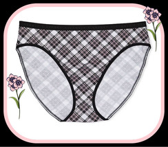 M L  Black Pink SHINE Plaid Cotton Victorias Secret High Leg Waist Brief Panty - £8.77 GBP