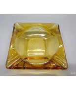 Ashtray Cigar Cigarette Anchor Hocking Amber Yellow Glass 4 Slot 6 Inch - $239.70 MXN