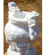 White Marble Temple Incense Urn with Dragon Heads &amp; Lotus Flowers 36″ - £2,909.74 GBP