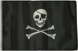 12X18 12&quot;X18&quot; Jolly Roger Pirate Eyepatch Sleeve Flag Boat Car Garden - £11.18 GBP