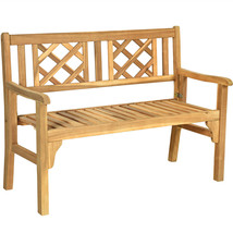 Patio Outdoor Acacia Wood Bench Folding Loveseat Chair Garden Furniture Teak - £148.69 GBP