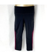 Athleta Crop Capri Legging Pants Athletic Yoga Burgundy Striped Womens S... - $271.31 MXN