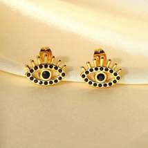 Fashion Retro Black Rhimestone Eye Stud Earrings - £11.63 GBP