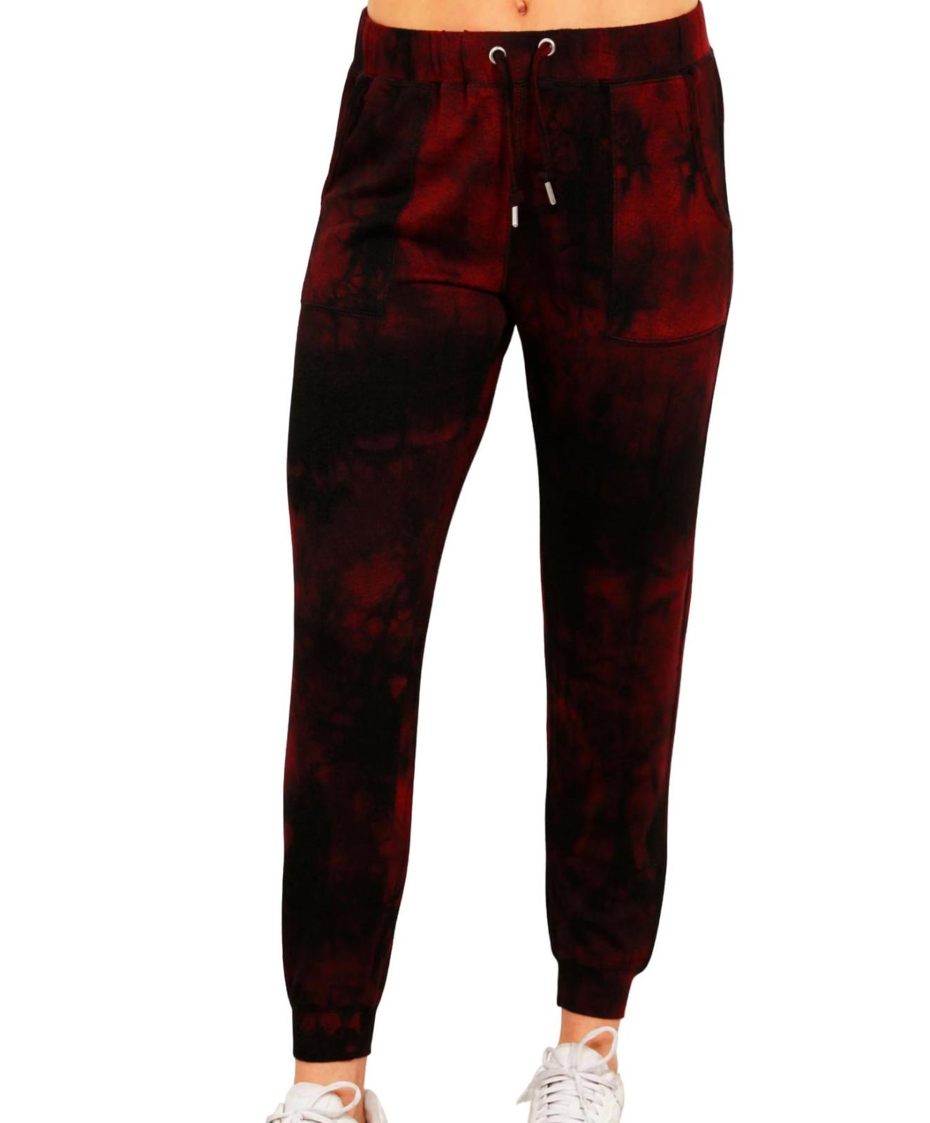 French Kyss marble wash joggers in Sangria