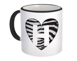 Monogram Letter H : Gift Mug Zebra Letter Initial ABC Animal Heart - $15.90