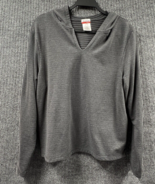 Danskin Now Shirt Womens XL 16/18 Grey Black Hooded Pullover Activewear Top - $19.79