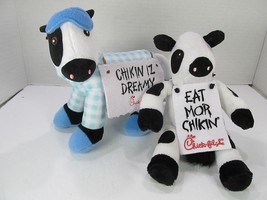 Chick-Fil-A  Plush Cows lot of 2 Pajamas Chikin iz Dreamy &amp; Sitting Eat Mor Chi - £11.18 GBP