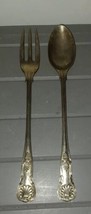 Sheffield “Kings&quot; Shell Silverplate Serving Spoon and Meat Fork 13&quot; - $30.00