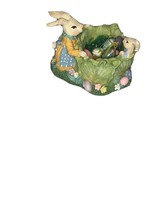 Resin mommie and baby Bunny With Cabbage Decorative Trinket candy Dish  ... - $19.79