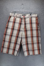 NBN Gear Beige Orange Plaid Casual Shorts - Men&#39;s Size 34 - £8.54 GBP