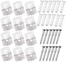 25 Pound Crystal Clear Plastic Mirror Holder Clips, Pack of 12 Pieces 1/4&quot;  - £14.93 GBP