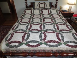 Hand Quilted RACHEL&#39;S WEDDING Cotton/Poly PATCHWORK TWIN QUILT, SHAM &amp; B... - $59.00