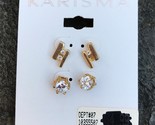 Karisma 2 Pairs of Gold Tone Small Crystal Stud Pierced Earrings NEW - $4.99
