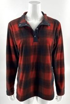 Duluth Trading Company Fleece Pullover Sweater Size M Red Black Buffalo Plaid - £25.25 GBP