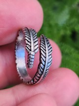 Feather Ring Unisex 925 Sterling Silver Plated Adjustable Spiritual Bohemian - £6.91 GBP