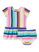 Wonder Nation Baby Girl Knit Cotton Dress Set Multi Stripe 18 Months - £15.94 GBP