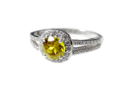 Citrine Engagement Ring Silver Band Citrine Solitaire Ring - £41.03 GBP
