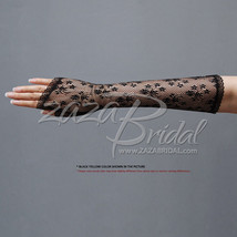 Elegant Flower Pattern Fingerless Lace Gloves Below-the-Elbow Length - £14.37 GBP