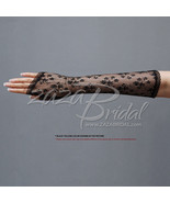 Elegant Flower Pattern Fingerless Lace Gloves Below-the-Elbow Length - $17.99