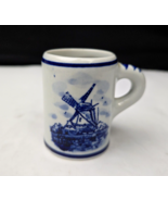 Delft Blue Windmill Miniature Mug Stein Hand Painted Holland 649 Vintage... - $9.99