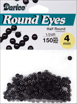 Half Round Bead Eyes Black 4mm - $13.47